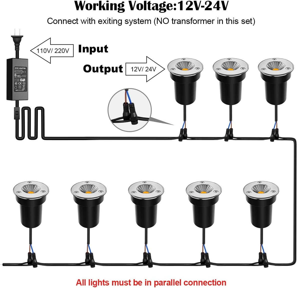 Thumbnail 6 de ZUCKEO 3W 12-24V In-Ground LED Well Lights, 8-Pack, Warm White, IP67
