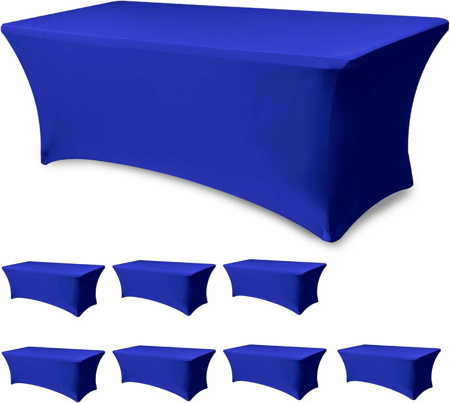 Enjoyidea Fitted Stretch Table Cover for 6-Foot Rectangle Tables (Royal Blue, 8-Pack)