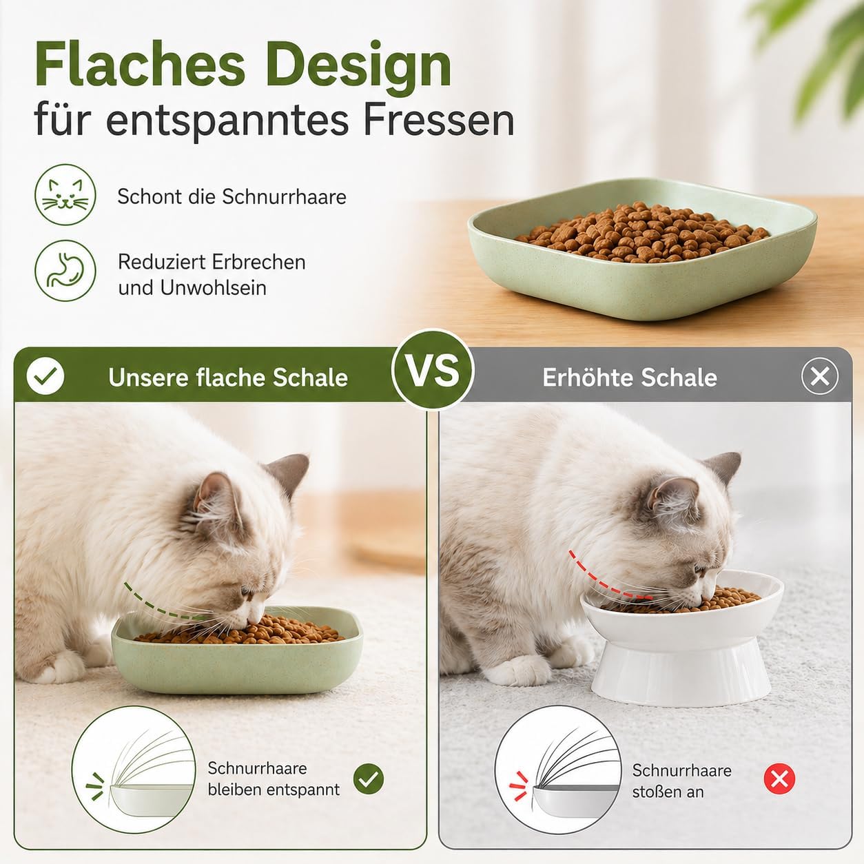 Detalle de Zoenif Katzennapf, 10 Stück – Whisker Friendly Flachfressnapf aus Weizenstroh