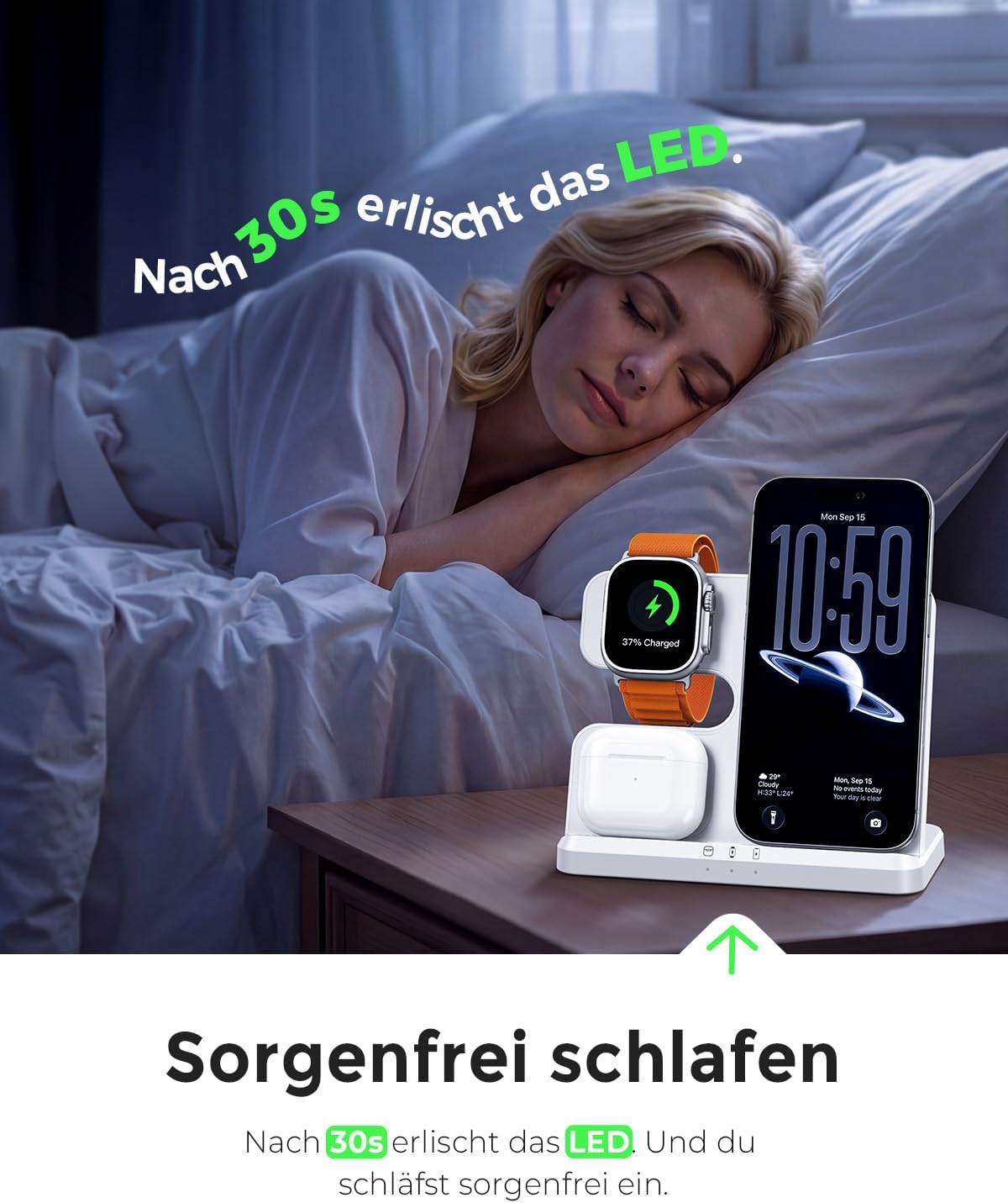 Thumbnail 4 de JARGOU 3-in-1 Ladestation, 18W Wireless Charging