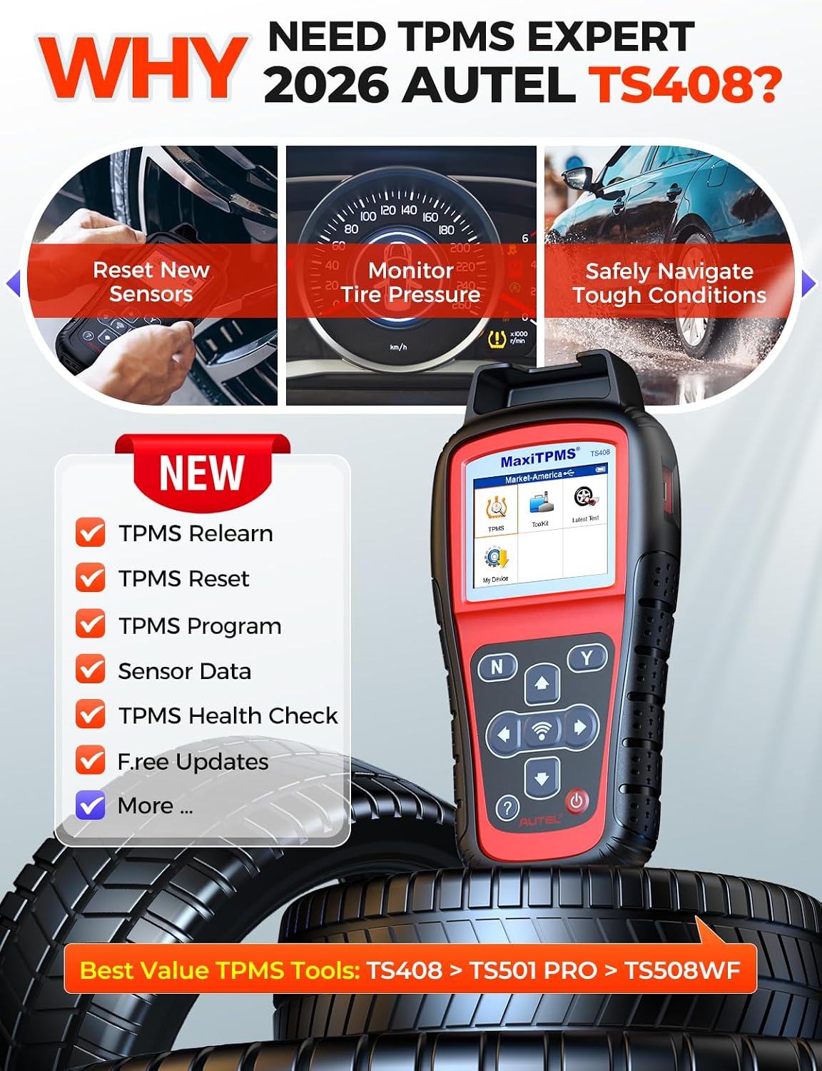 Detalle de Autel MaxiTPMS TS408 TPMS Programming Tool with MX-Sensor Support and Relearn