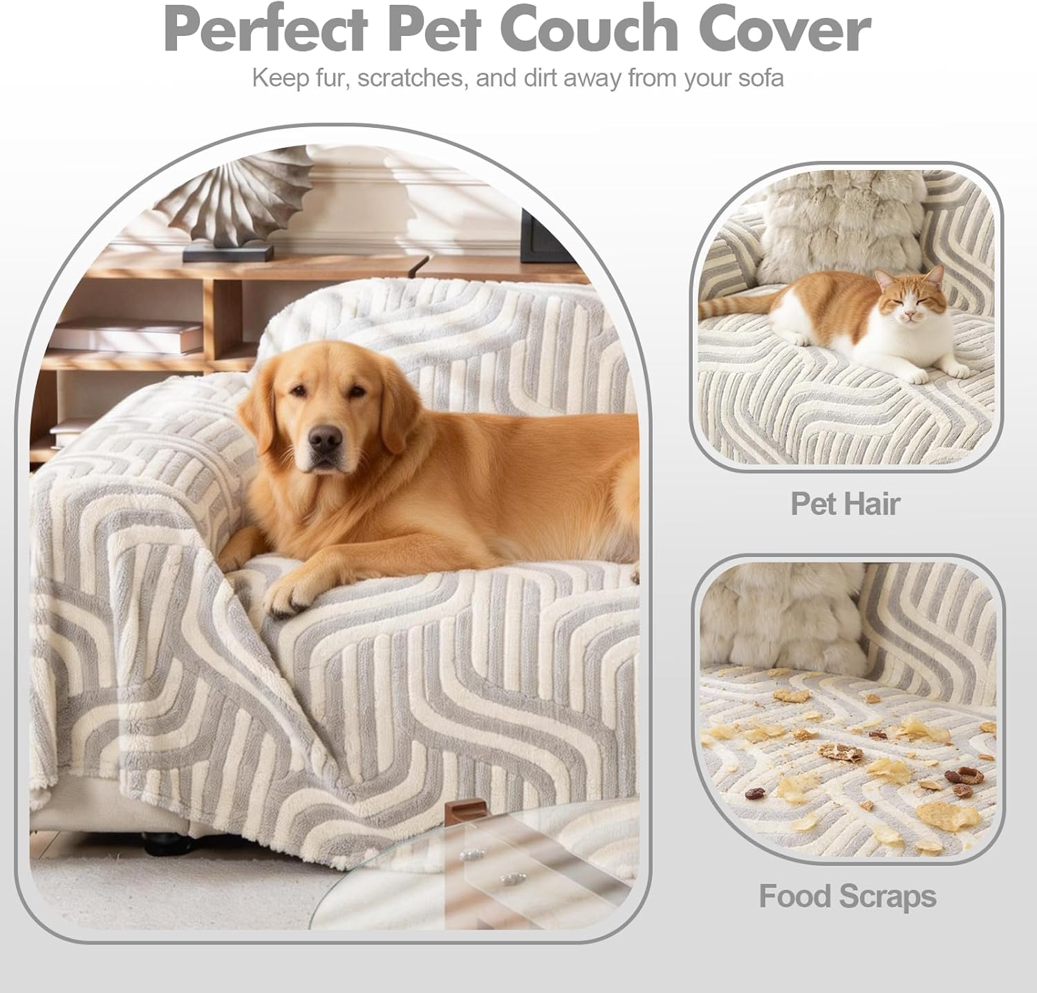 Thumbnail 2 de Housse de canapé WEYOND en peluche douce (antidérapante, lavable) grise claire 180 × 300 cm