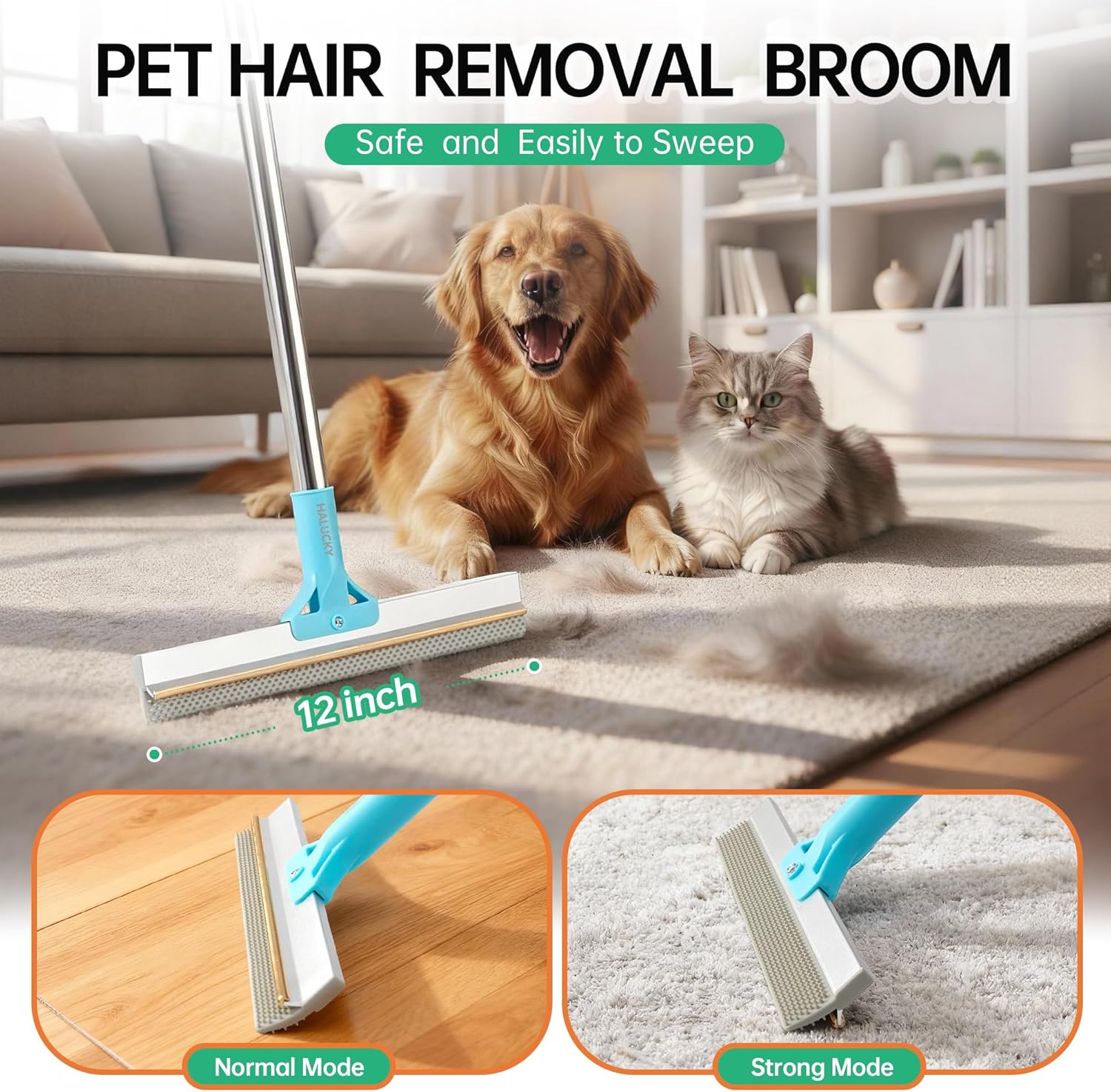 Detalle de Halucky Carpet Rake 63" for Pet Hair