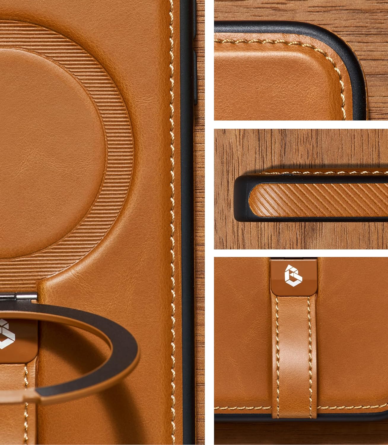 Detalle 2 de BUTAIGA iPhone 17 Pro Max Leather Case with Stand
