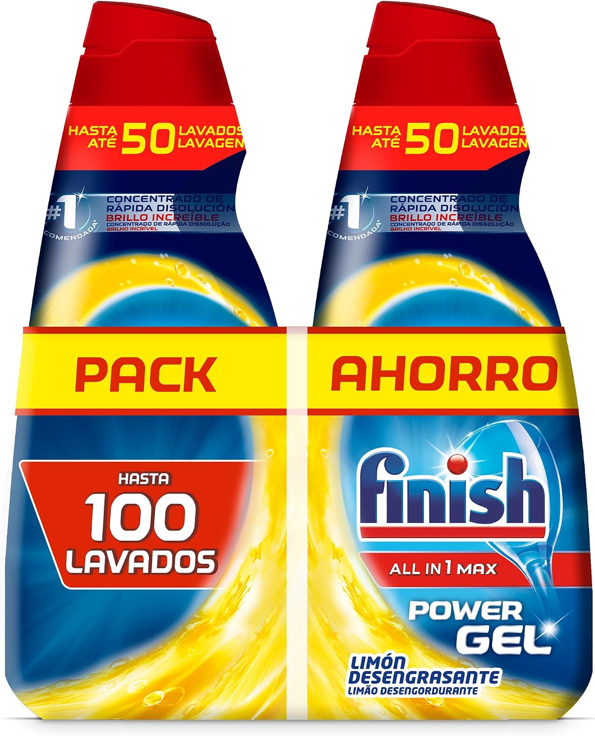 Detalle 2 de Finish All in 1 Max Power Gel Brillo&Protección para lavavajillas (2 unidades, 70 lavados)