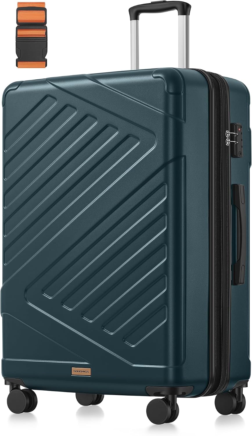 Detalle de 28 Inch SONGMICS hard shell suitcase (TSA lock, 4 double spinner wheels, expandable) – Slate Teal RLP003C101