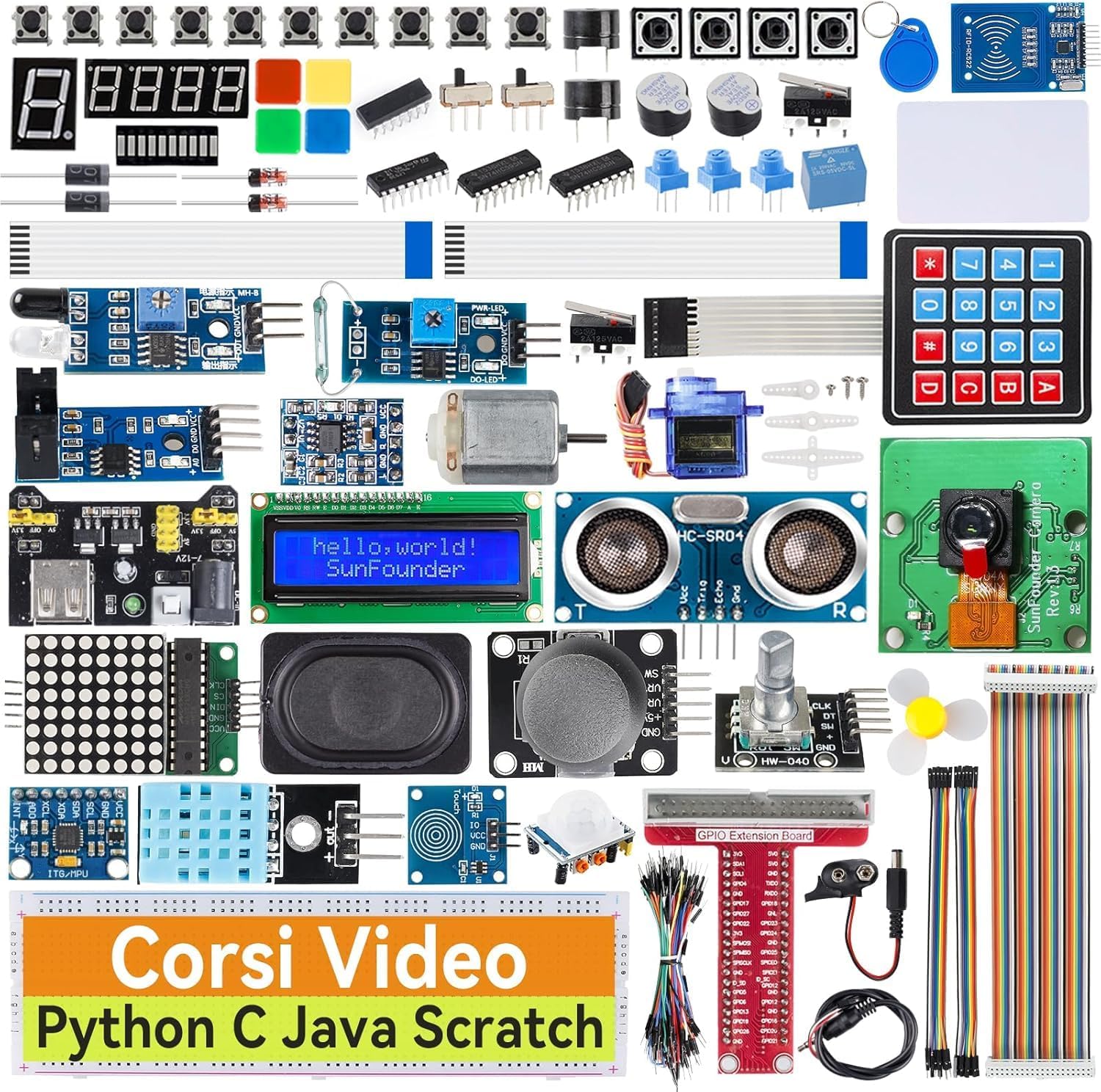 SunFounder Raspberry Pi Ultimate Starter Kit per Raspberry Pi 4B/3B+ con 161 progetti e 337 componenti