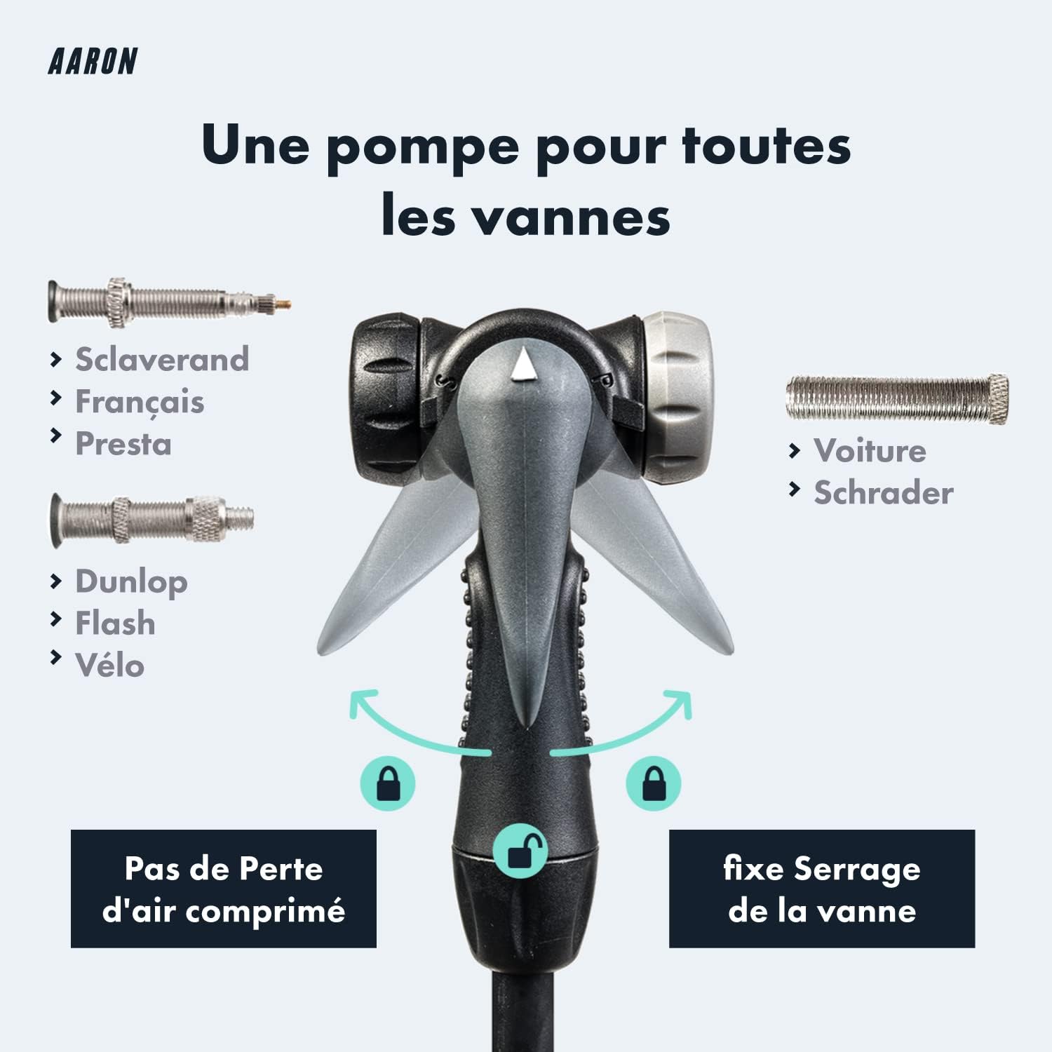 Thumbnail 1 de AARON - Pompe à Pied Sport One avec manomètre et tête universelle pour toutes valves