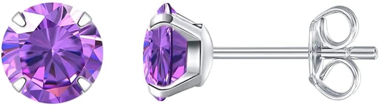 Detalle de Limerence Titan Ohrstecker – G23 Titan, hypoallergen, 5 mm Zirkonia, 0,8 mm Stift, 20G – zeitloses Piercing für Damen & Herren