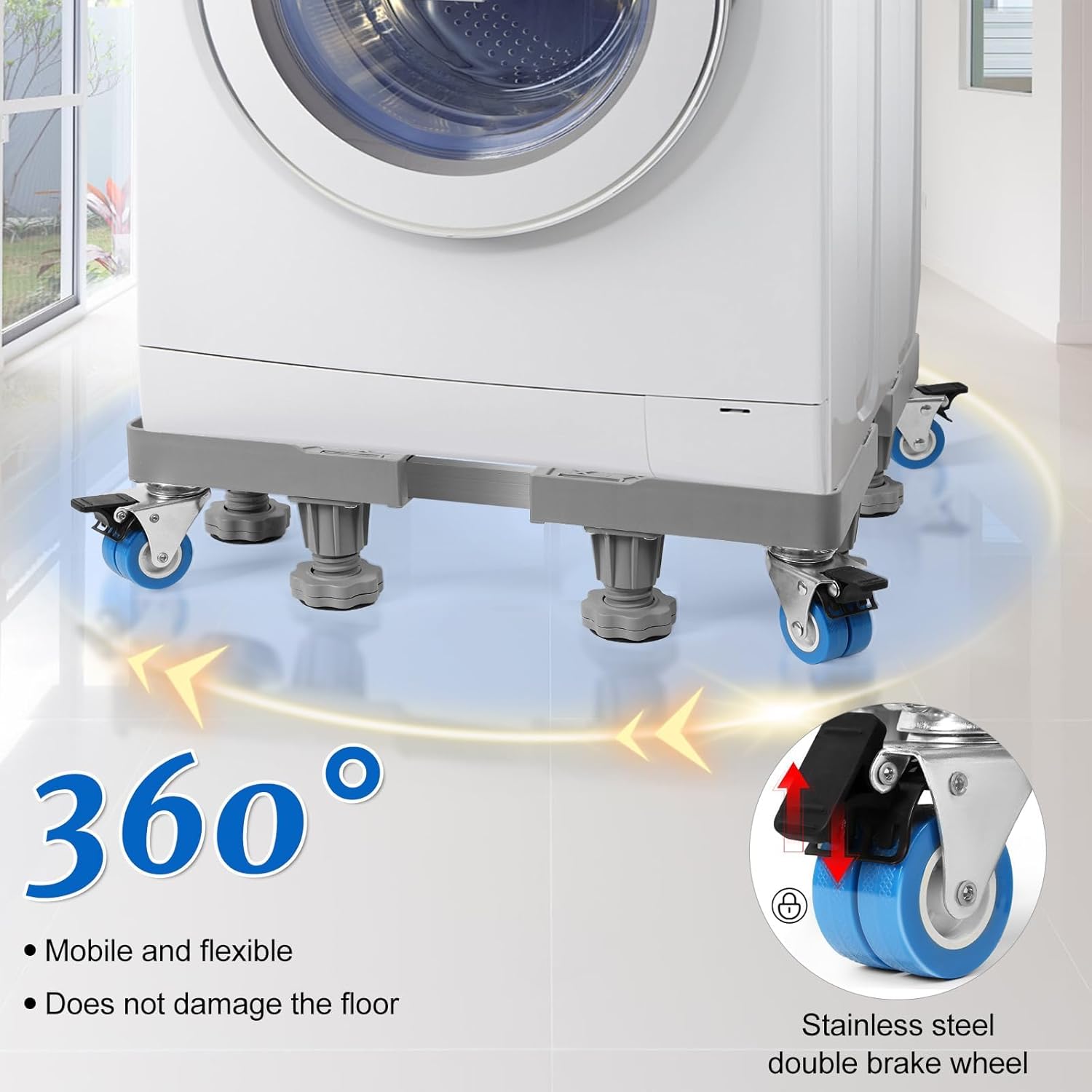 Thumbnail 2 de WUFANC Base per Lavatrice con 8 piedi + 4 ruote regolabili (42–66 cm), antiscivolo e antiurto