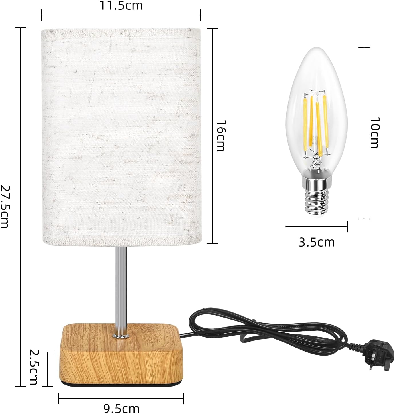 Thumbnail 6 de Touch Bedside Table Lamp with Dimmable Touch Control and USB Ports (Beige Linen Shade, Wood Base)