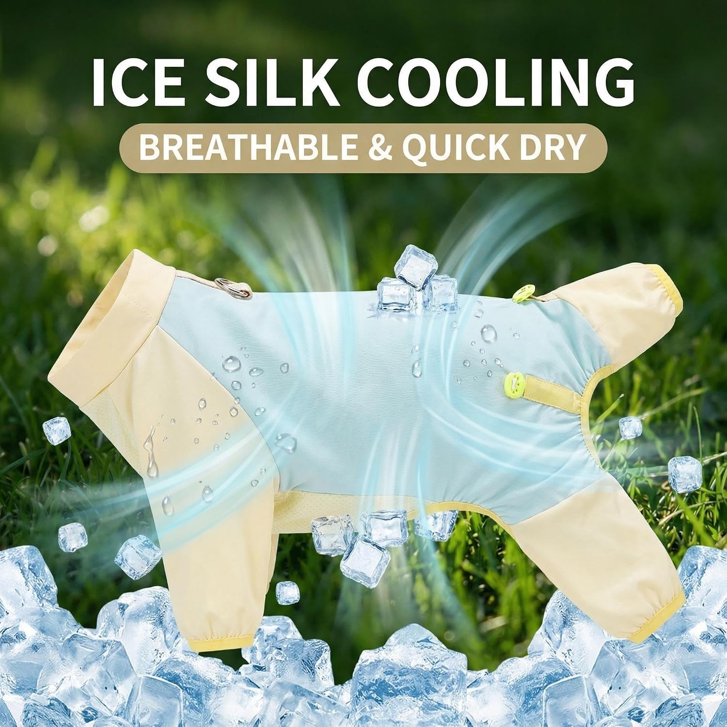 Detalle de Anlitent Puppy Jumpsuit UPF 50+ Sun Protection: Full-Body Summer Coat for outdoor pups (L 4-5.5kg)