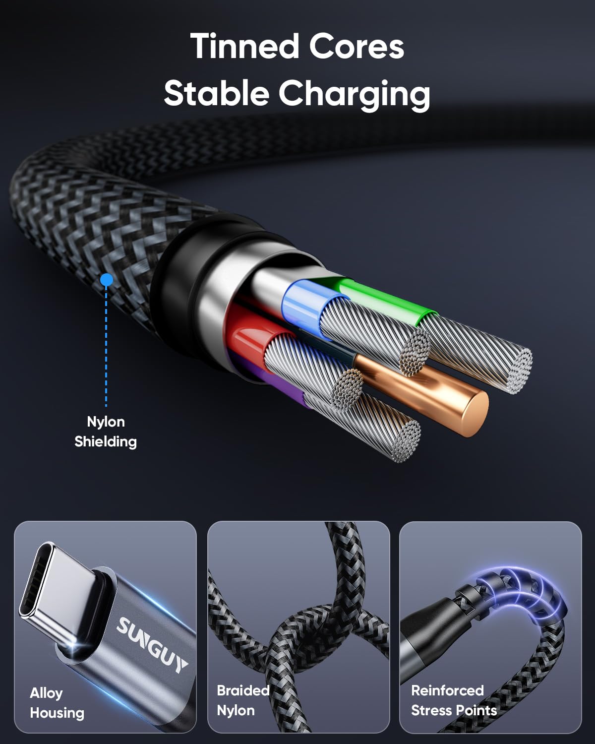 Thumbnail 5 de SUNGUY USB C to Lightning Cable 0.5FT (2-Pack) – MFi Certified, 20W Fast Charging