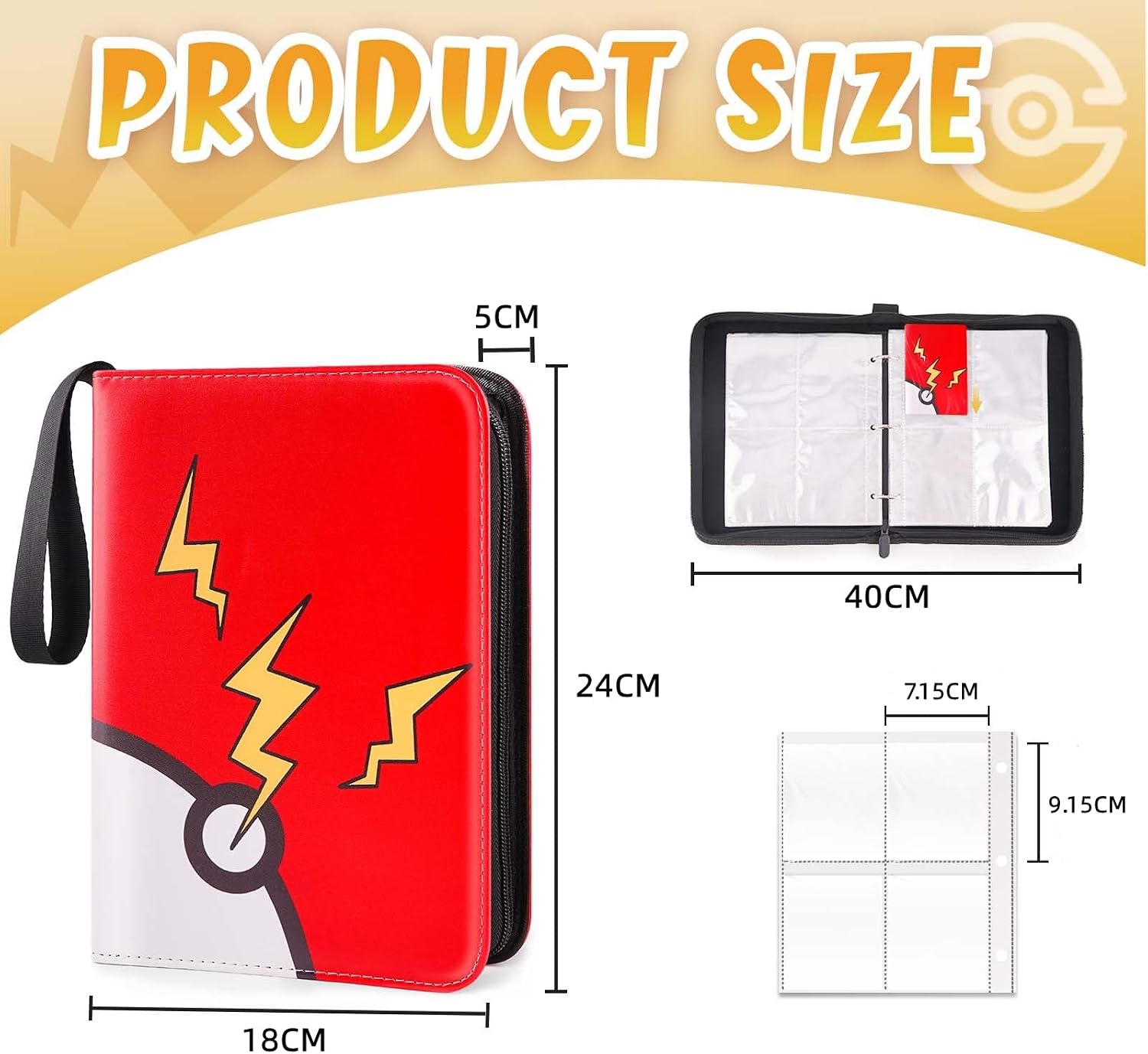 Detalle 2 de Card Binder for Pokémon – 4-Pocket 60-Page 480 Card Capacity, Portable Waterproof PU Holder