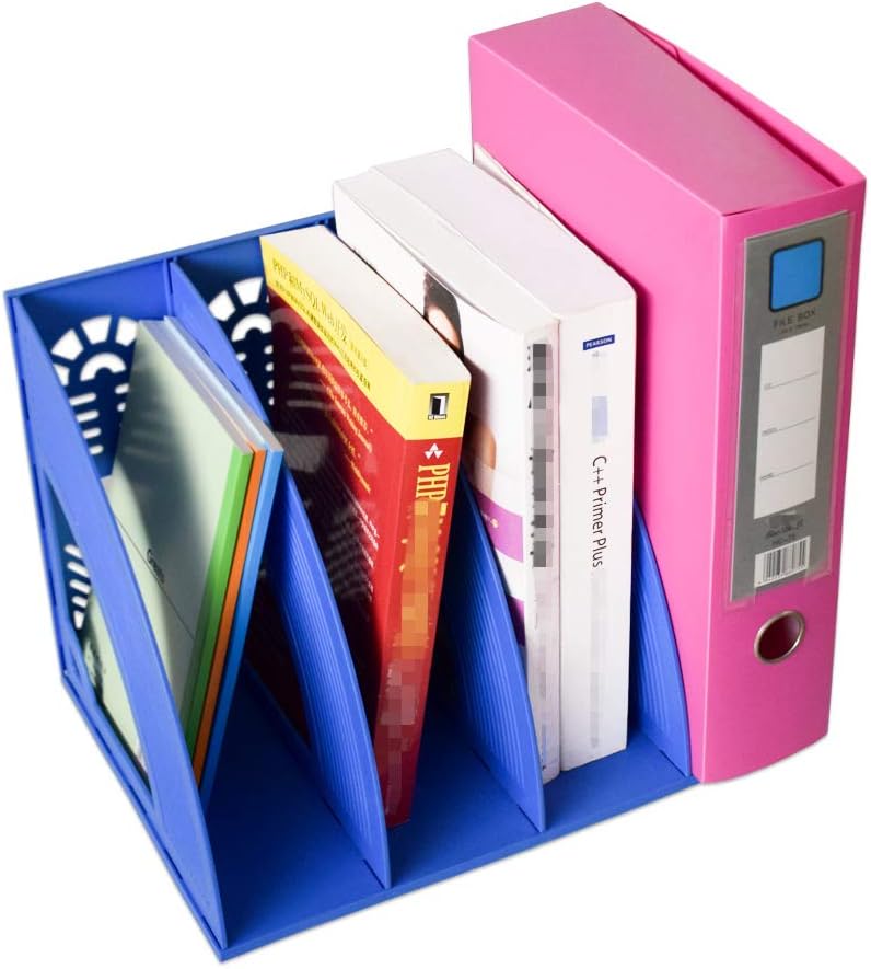 Detalle de SAYEEC Schreibtisch-Organizer mit 4 Fächern für Zeitschriften und Dokumente, blau
