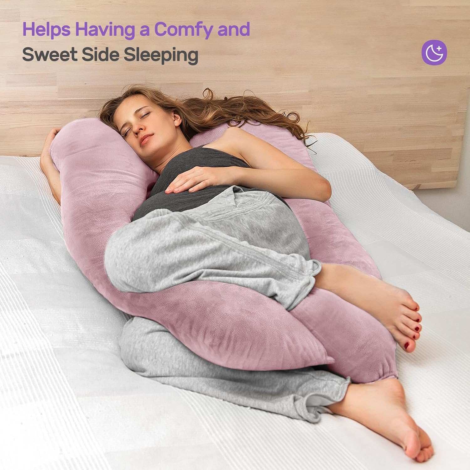 Thumbnail 3 de Nuliie NEMM002AA U-Shaped Pregnancy Pillow with Washable Velvet Cover