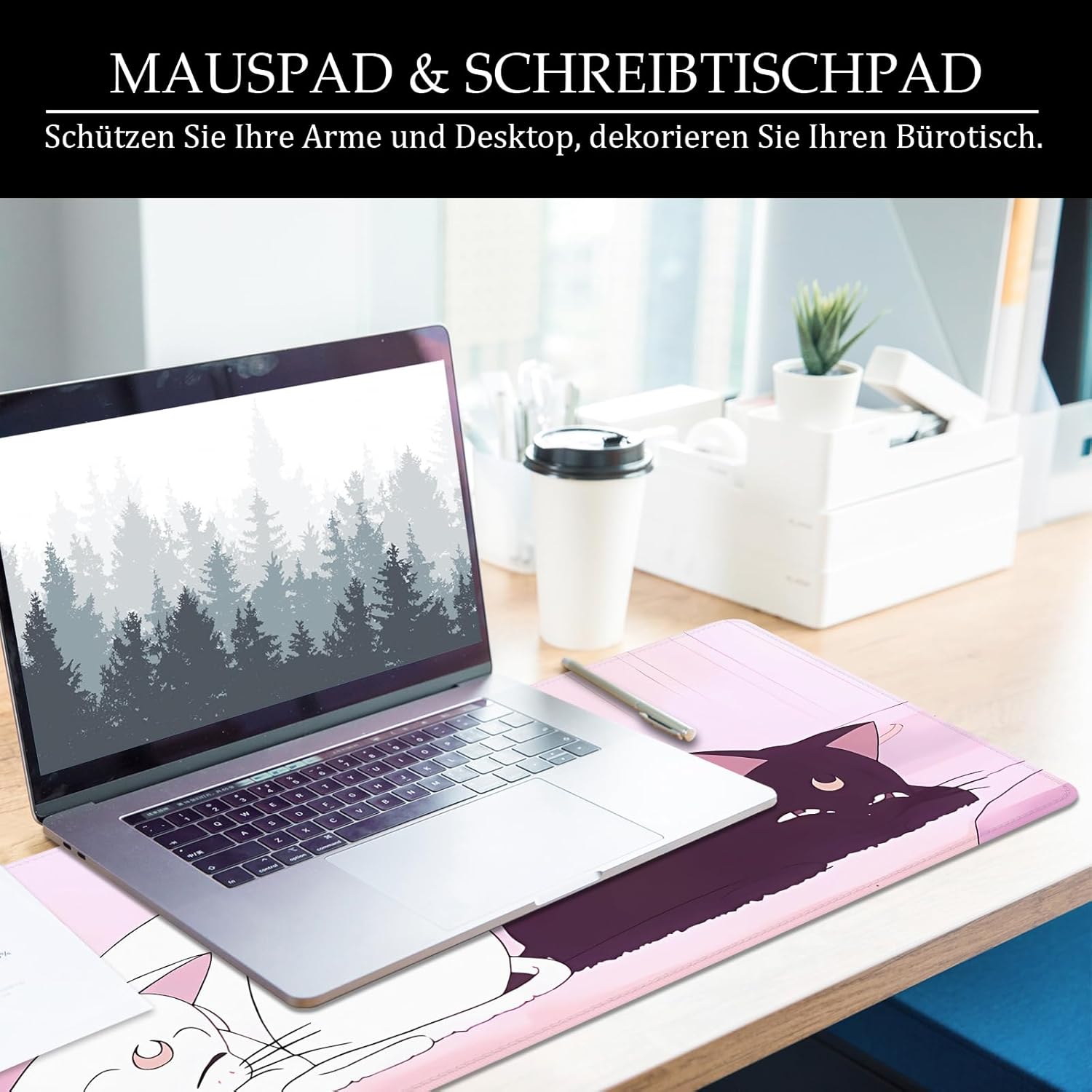 Thumbnail 5 de VYEUIAO Rosa Gaming Mousepad Katze (800 x 300 mm) – XL Schreibtischunterlage mit rutschfester Basis