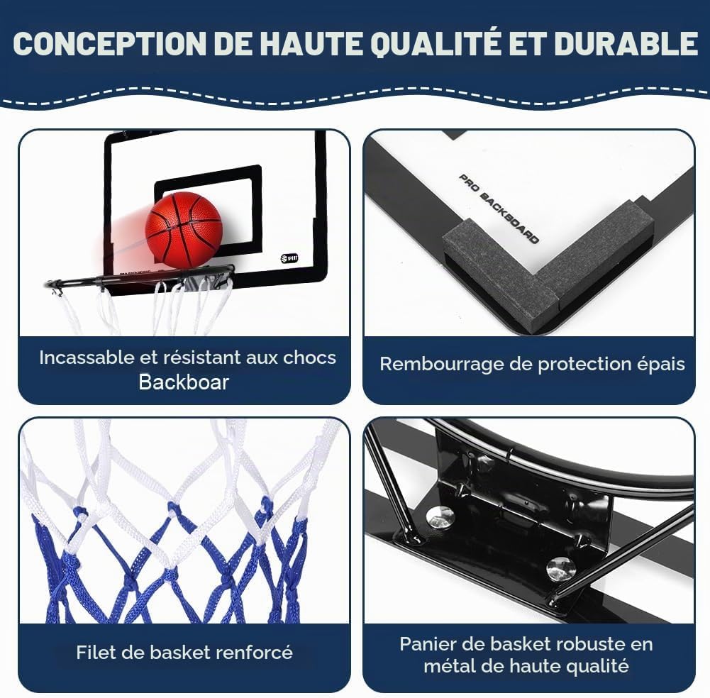Detalle 2 de OSDUE 3644147 mini-basketbalmand voor binnen met 4 ballen