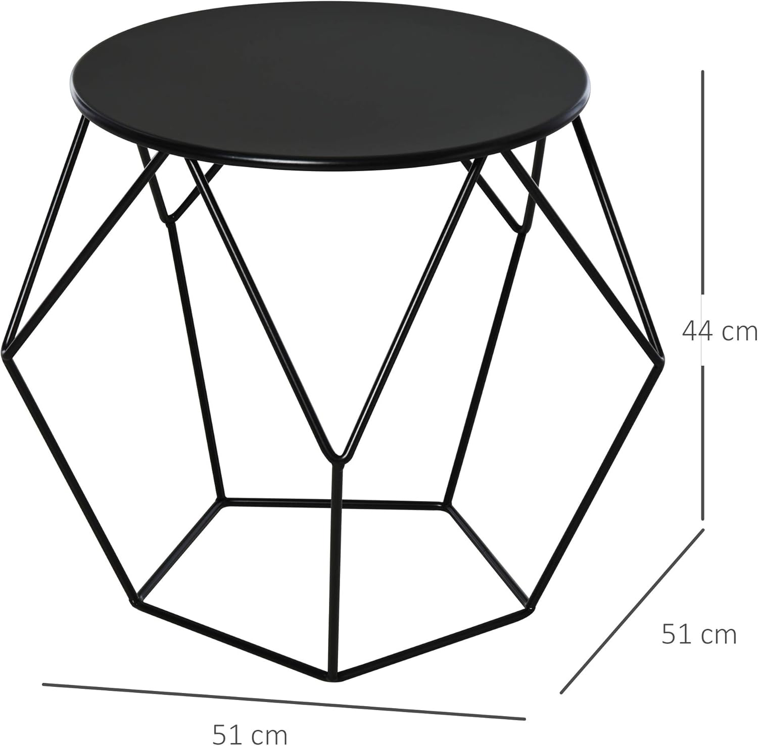 Detalle de HOMCOM Mesa de Centro Metálica Redonda Negro