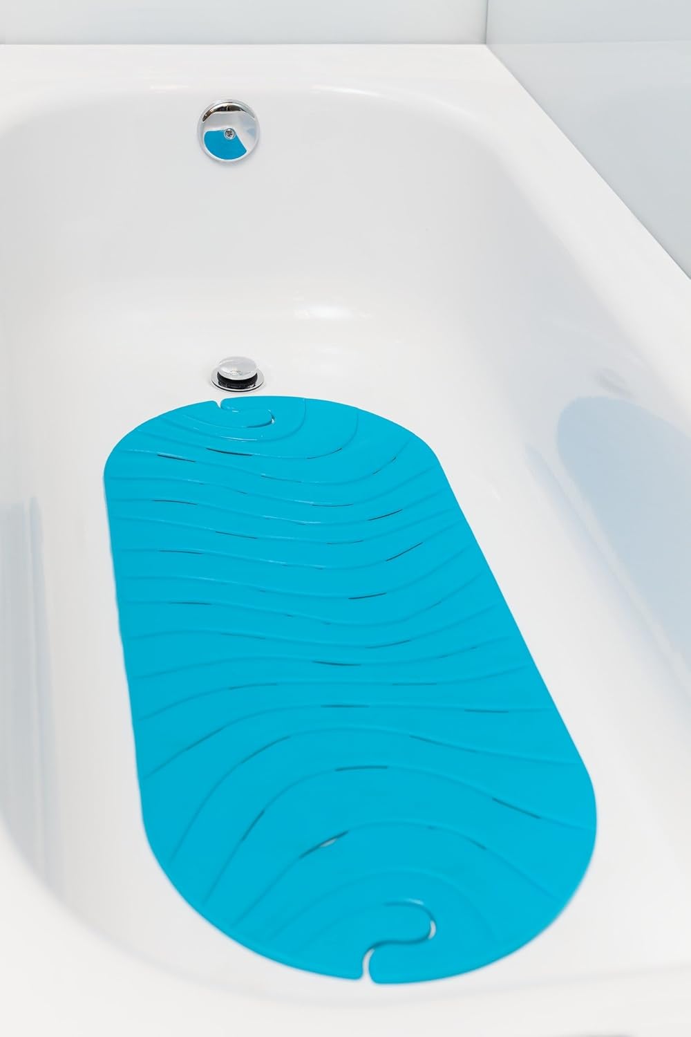 Thumbnail 1 de Boon RIPPLE textured non-slip baby bath tub mat with hanging hook and drain holes (Blue) – B11192