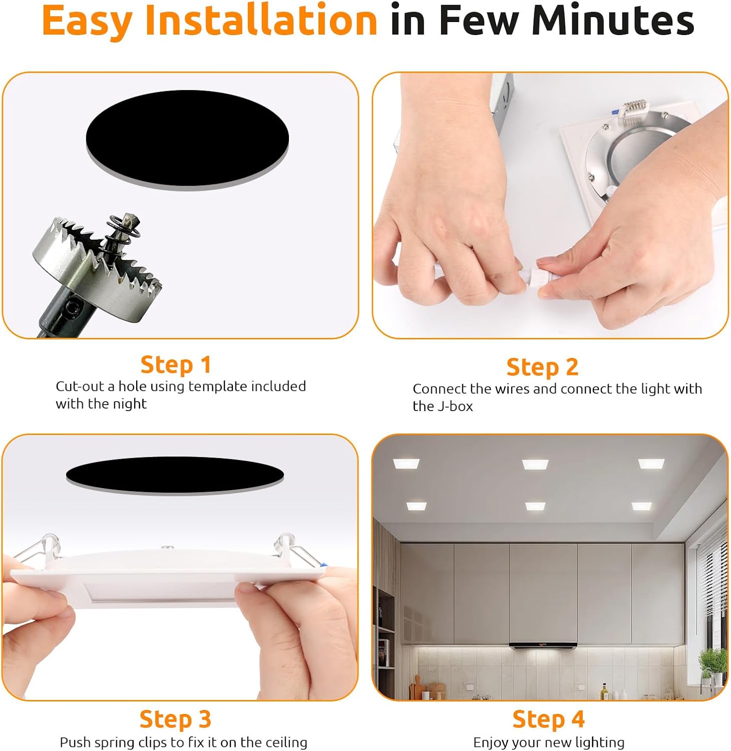 Thumbnail 6 de HONZIN 4-Inch Square LED Recessed Lights