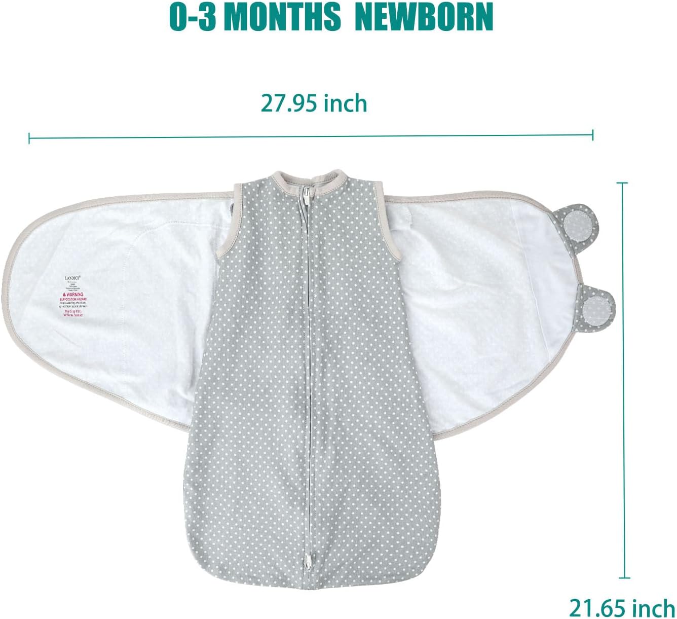 Thumbnail 3 de LANDICI 0-3 Months Baby Sleeping Bag Sack: 100% Cotton Swaddle for Newborns