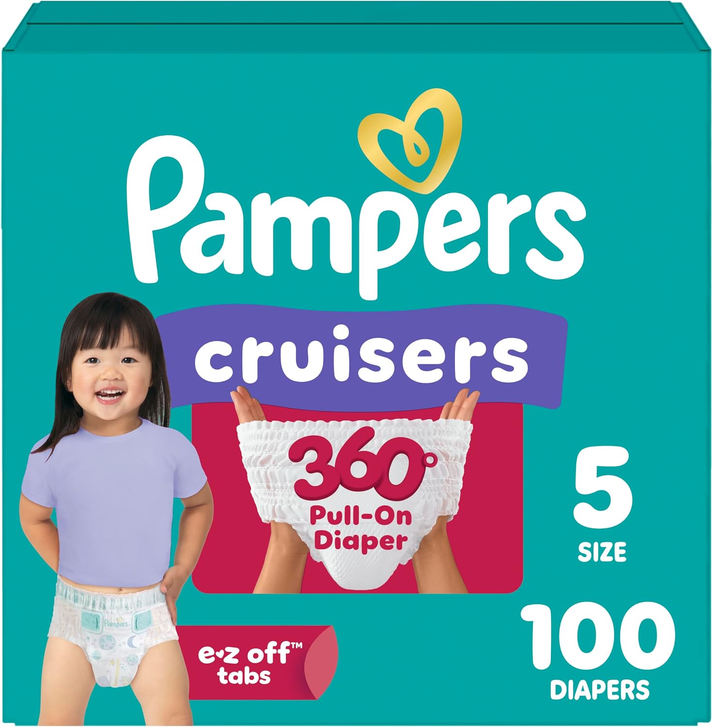 Detalle de Pampers Cruisers 360° Diapers, Size 5 (100 Count) with 360° Stretch, Leakproof Fit