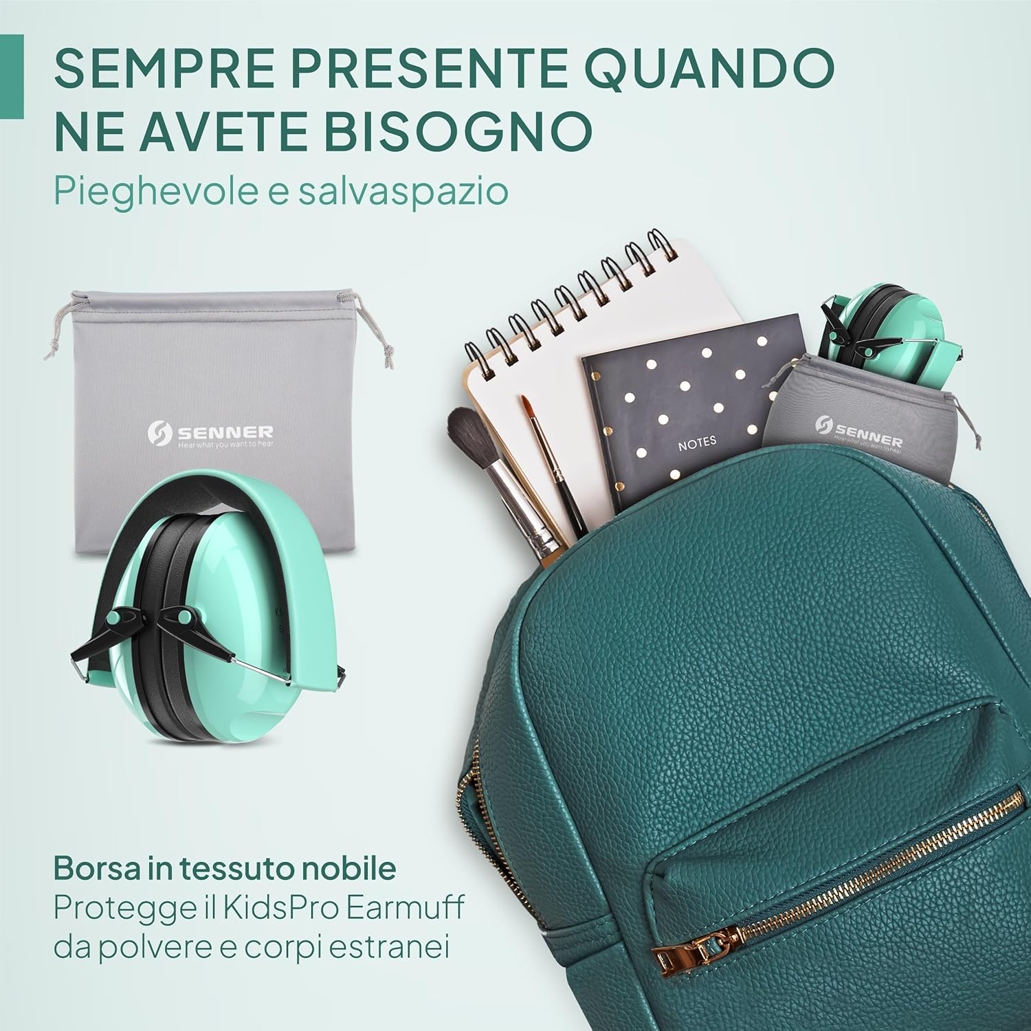 Thumbnail 5 de Senner KidsPro per bambini (fino a 12 anni) – cuffie antirumore regolabili con SNR 28 dB, turchese