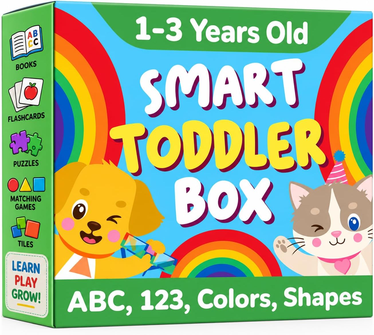 Detalle de TOYVENTIVE Educational Books, Flash Cards, and Puzzles Set for Ages 1–4 (Birthday Learning Gift for Boys)