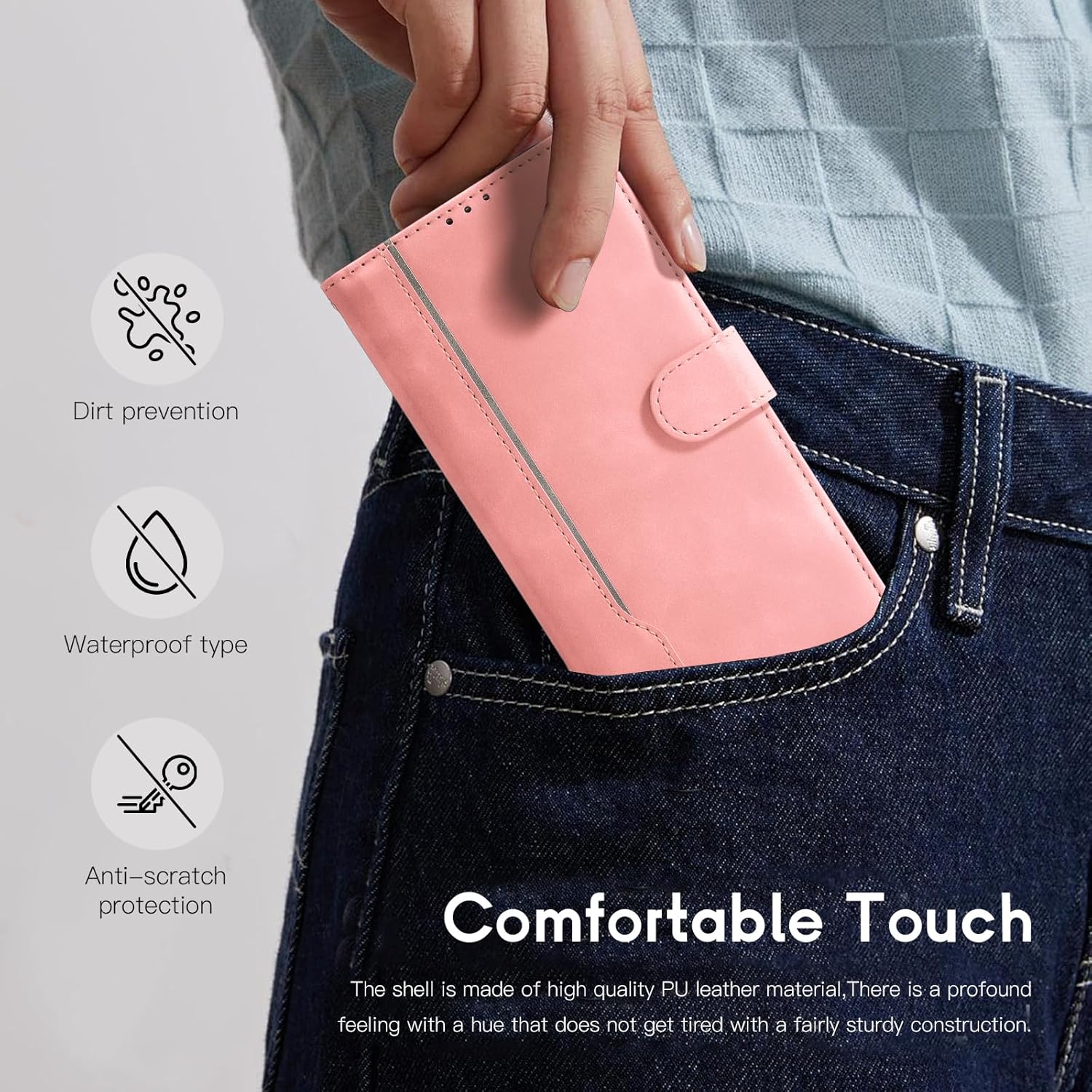 Thumbnail 1 de AsWant Handyhülle für Samsung Galaxy Xcover 7 – Premium Leder Flip Case mit Kartenfächern und Standfunktion (Rosa)
