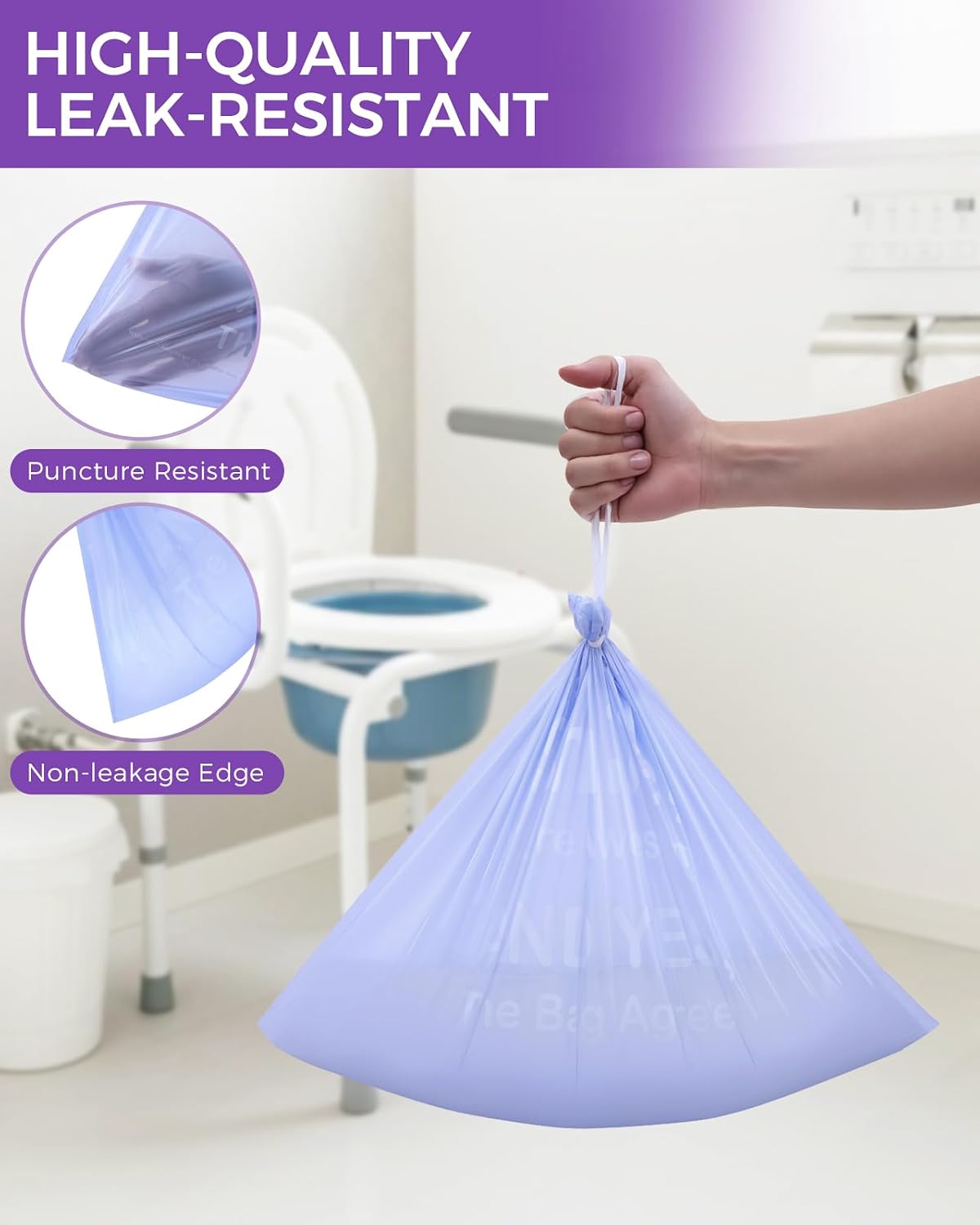 Thumbnail 2 de 30 Pcs Bedside Commode Liners with Absorbent Pads – Leak-Proof, Odour-Controlled, Lavender Scented