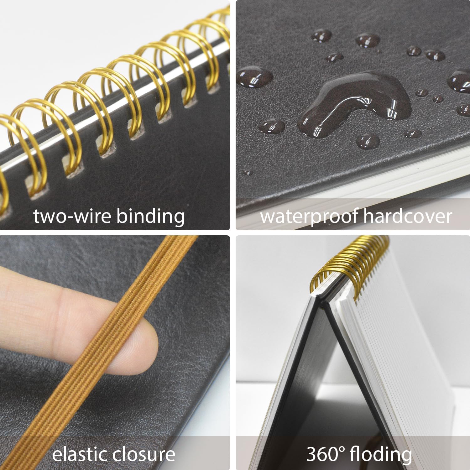 Detalle de DWIYITTN A5 Spiral Notebook, 160 Lined Pages, Dark Brown Hardcover
