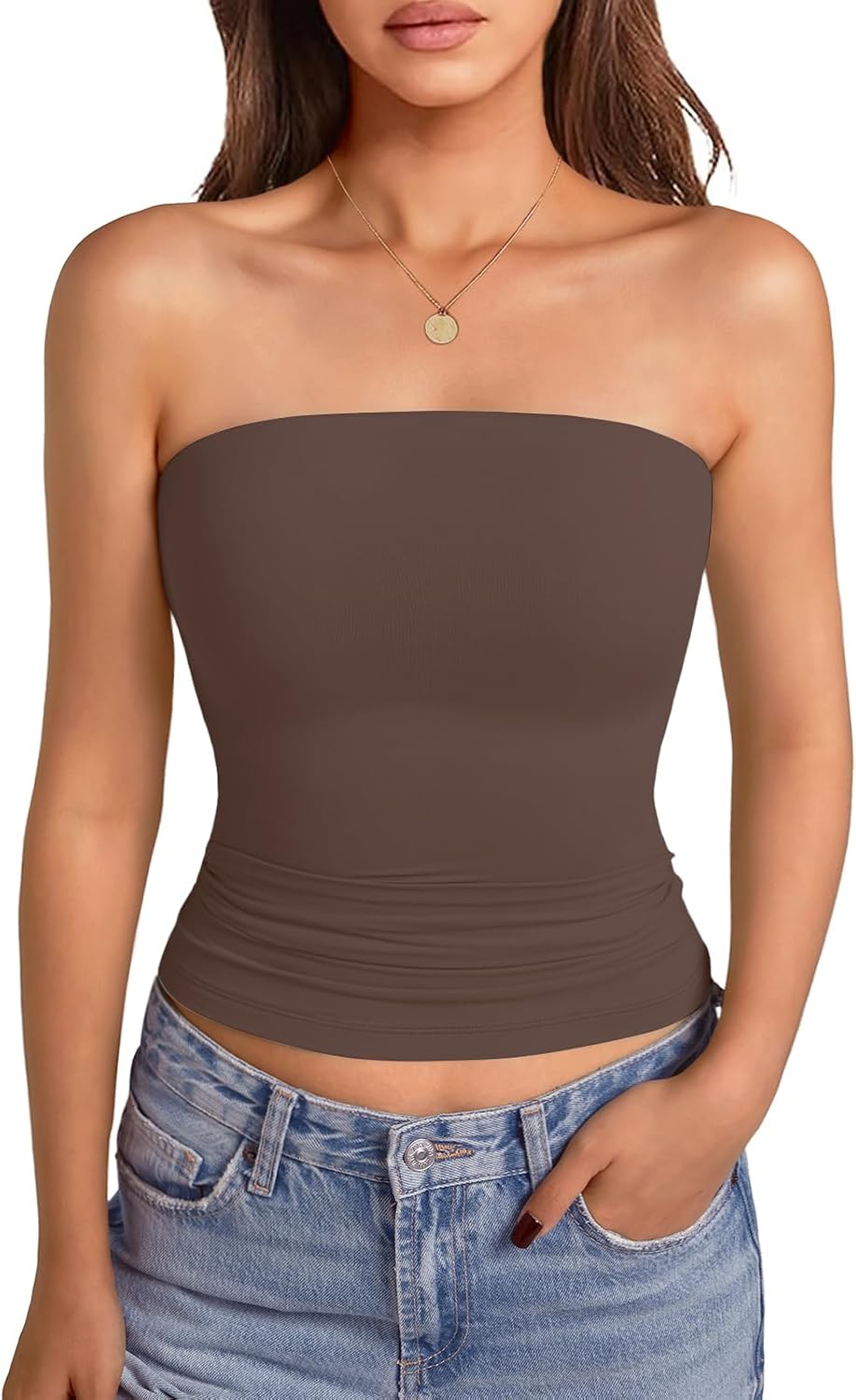 Thumbnail 6 de GKBK Women's Strapless Crop Top with Built-in Bra and Tube Tank Top