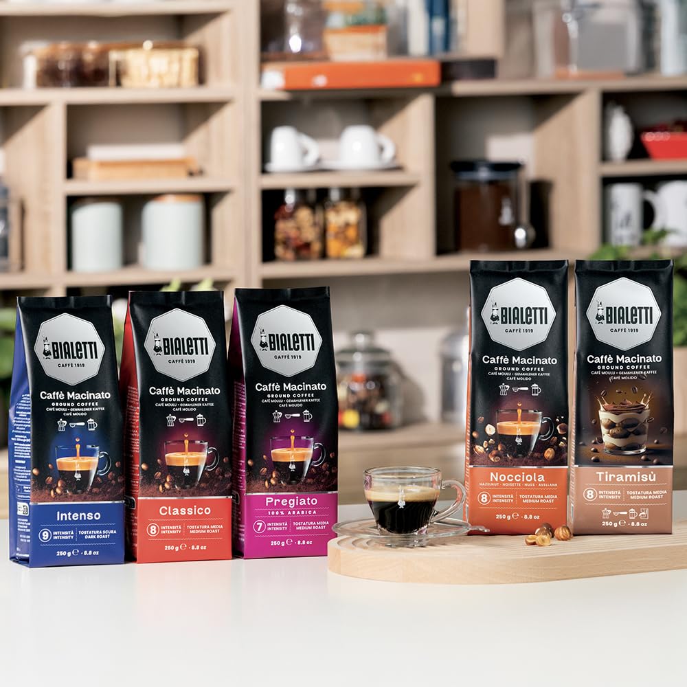 Detalle 2 de Bialetti Universal Kaffee gemahlen 250 g – Tiramisu-Aroma, vielseitig einsetzbar