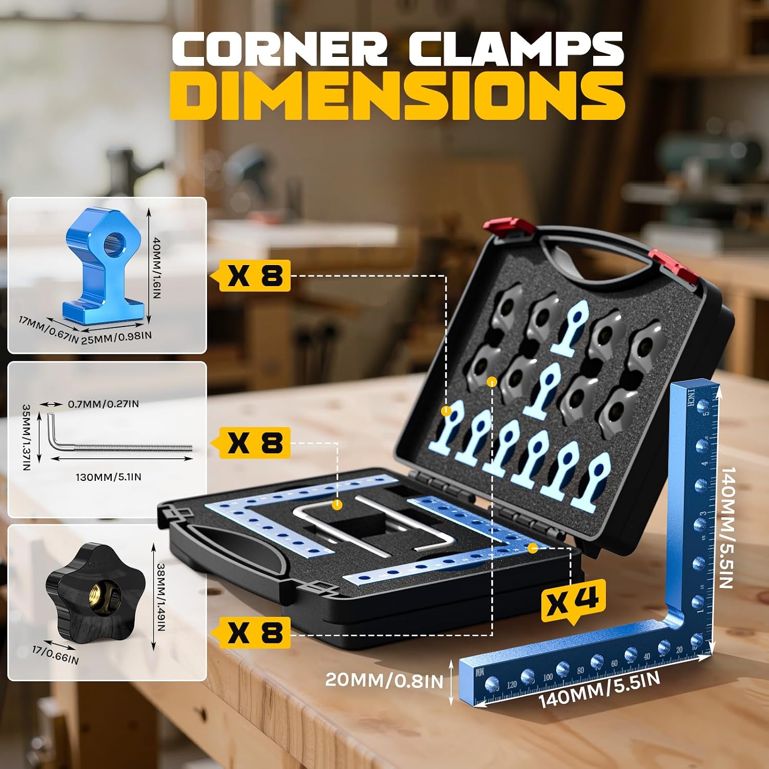 Thumbnail 6 de Ecarke ZJJN011X0A0 90-Degree Corner Clamp Set, CNC Aluminum, Dual Scale