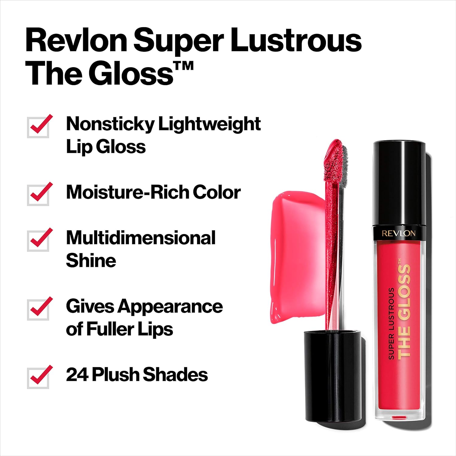 Detalle de Revlon Super Lustrous Lip Gloss (215) – High Impact Colour with Moisturising Creamy Formula