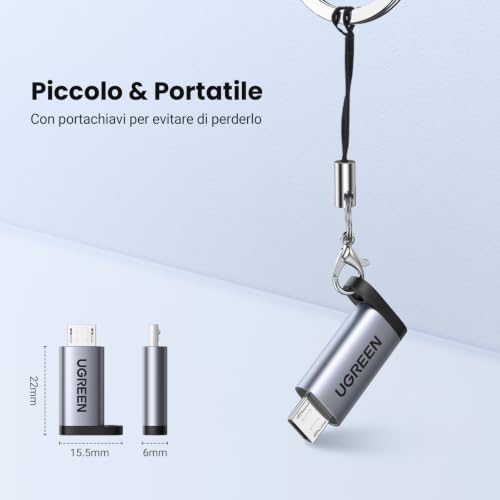 Detalle de UGREEN Adattatore Micro USB a USB-C (2 Pack) – Connettore Type-C affidabile e compatto