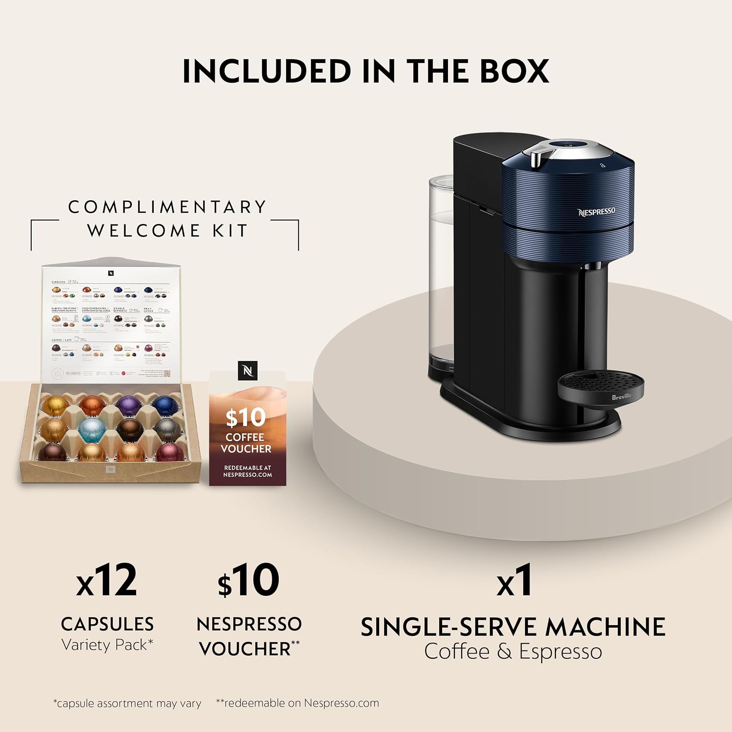 Detalle de Nespresso Coffee and Espresso Maker, Navy Blue