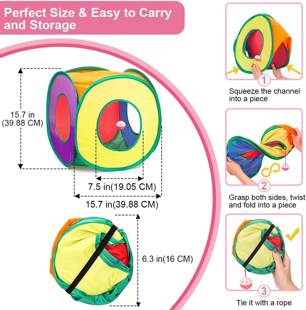Detalle 2 de Retro Shaw 33-Piece Cat Toy Set with Collapsible Cube Tunnel