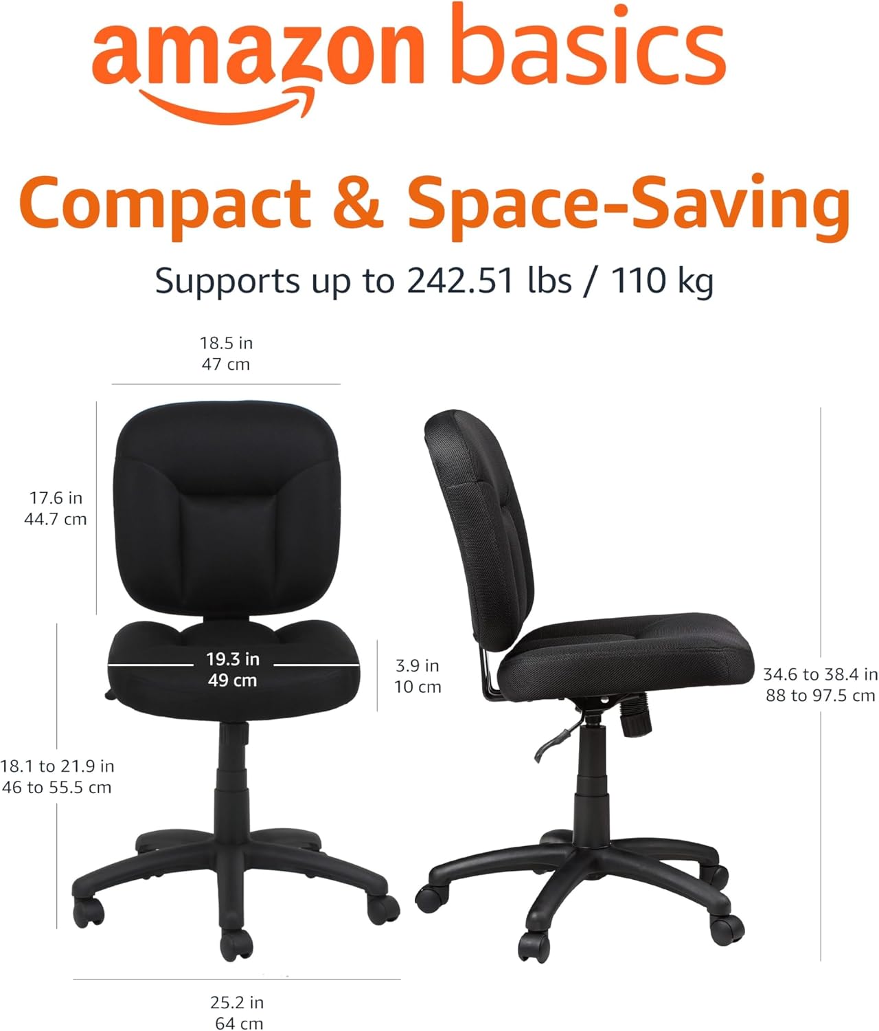 Detalle de Amazon Basics Ergonomic Office Chair 65 cm