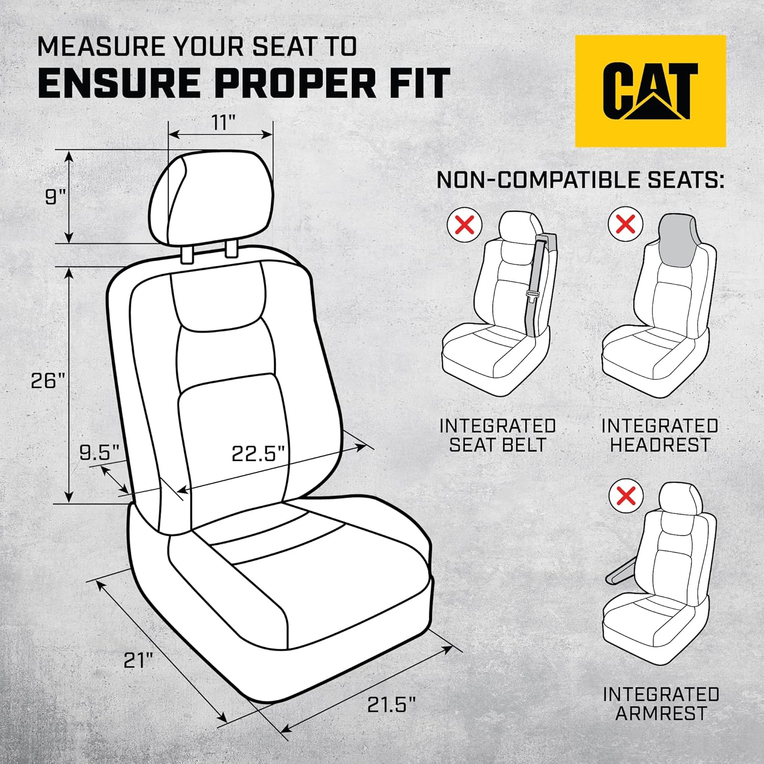 Thumbnail 1 de Cat MeshFlex Universal Front Seat Covers (Set of 2) with Breathable Mesh Back – Black