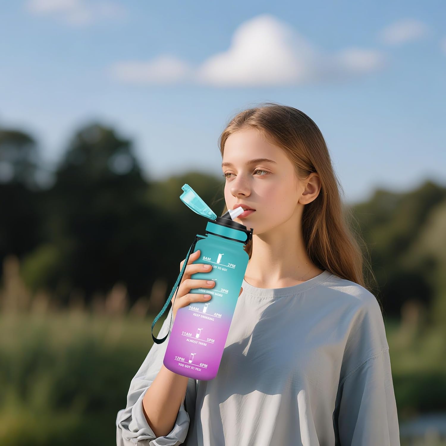 Thumbnail 6 de Motswedi borraccia 1500 ml motivazionale senza BPA con cannuccia