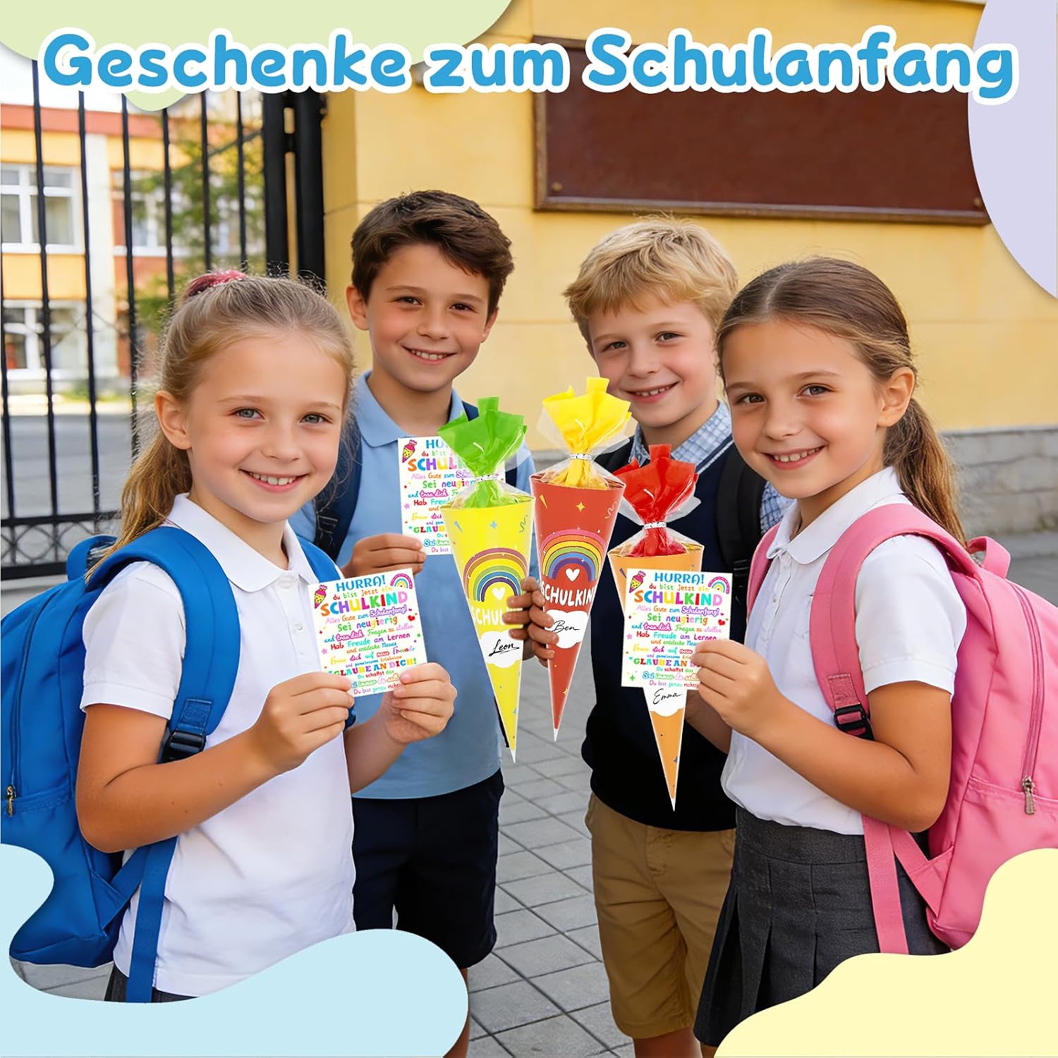 Thumbnail 6 de WAMIOKAGRO 10er-Set Kleine Schultüten – Mutkarten & Bastelset für Einschulung