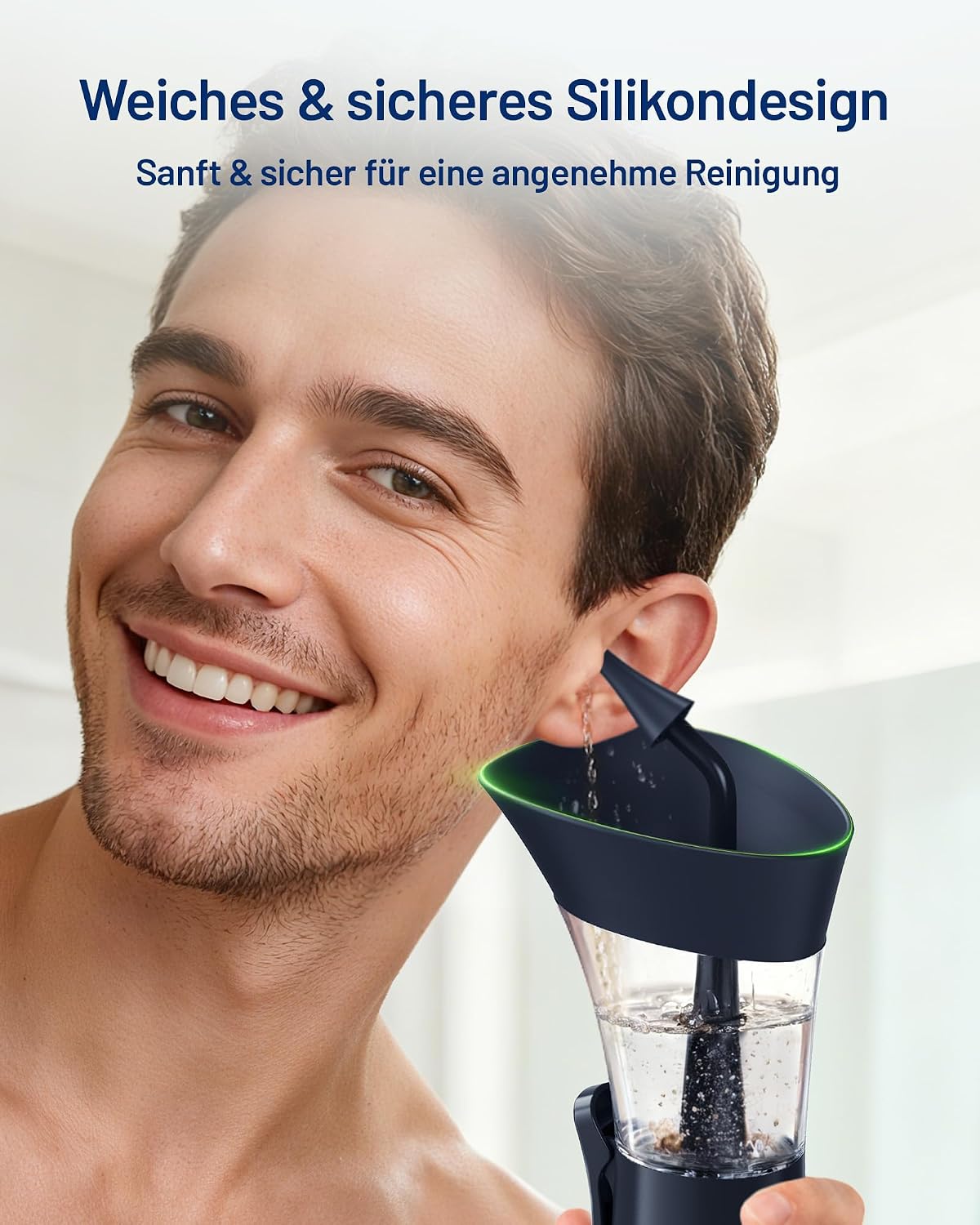 Detalle de KAUGIC Manuelles Ohrenschmalz-Entfernungsset 2-in-1-Ohrreiniger mit Einhandbedienung, dunkelblau
