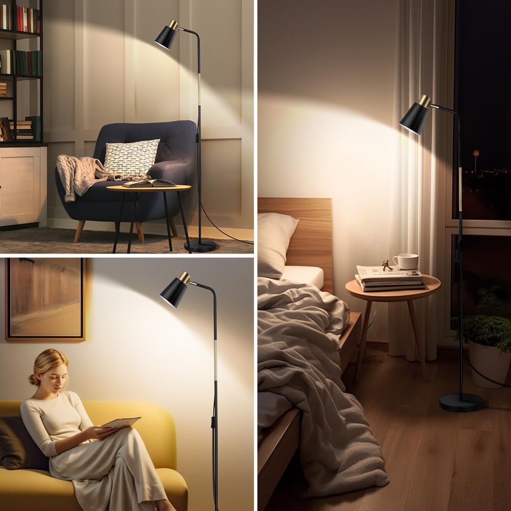 Thumbnail 6 de OUSFOT Stehlampe Leselampe für Wohnzimmer – Höhe 146 cm, E27, 40 W, Schwarz