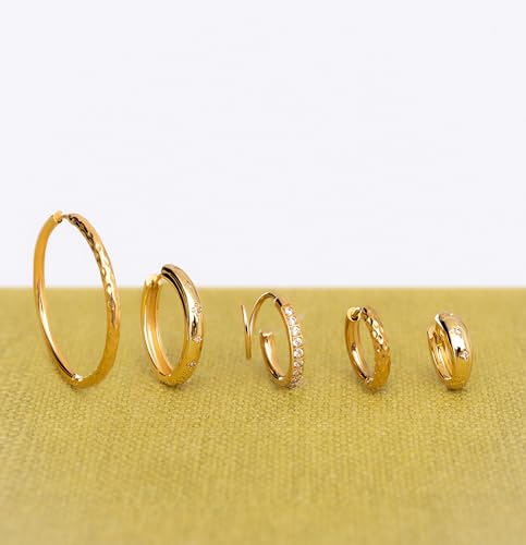 Detalle de SINGULARU Pendientes Aro River L. | Acero inoxidable bañado en oro 18K, aro maxi con forma orgánica
