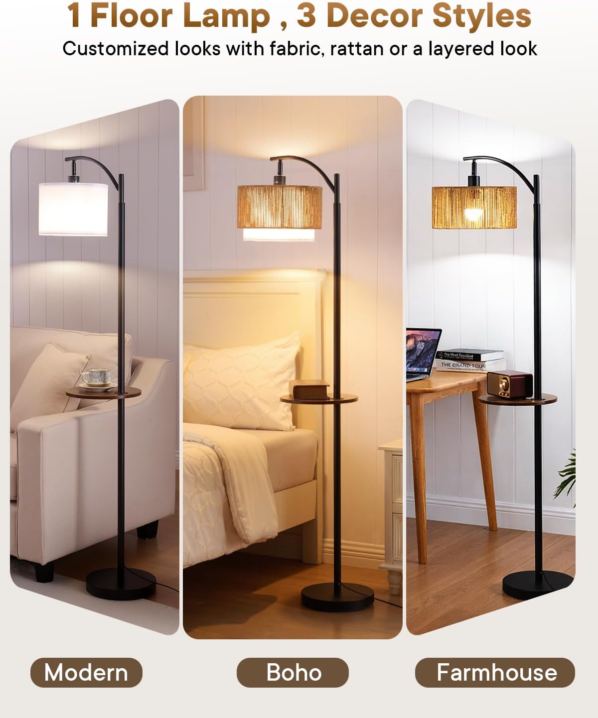 Detalle de PESRAE Floor Lamp with Rattan Shade