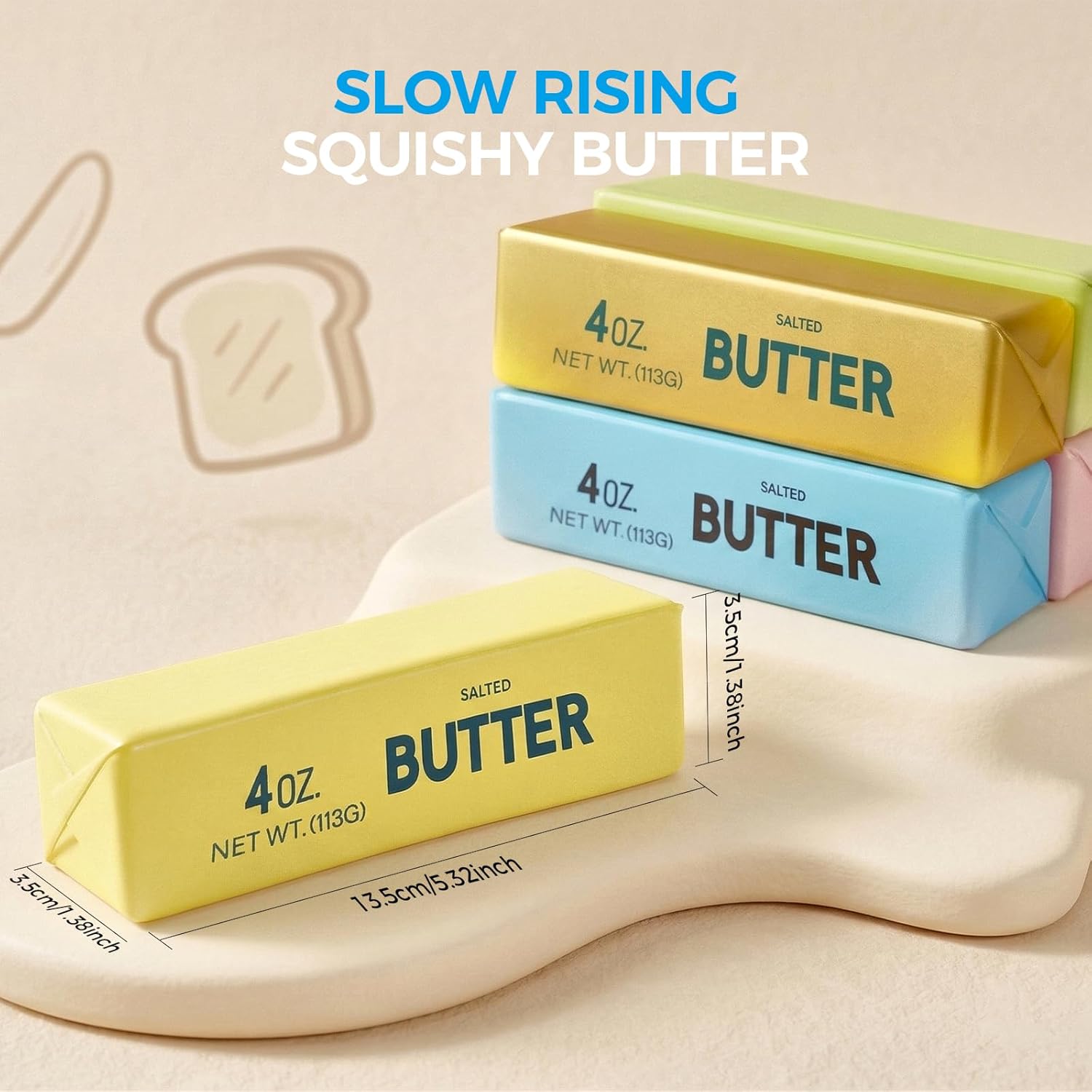 Detalle de XQOQO Butter Squishy: Soft Slow Rising Butter Stick Fidget Toy (Yellow)