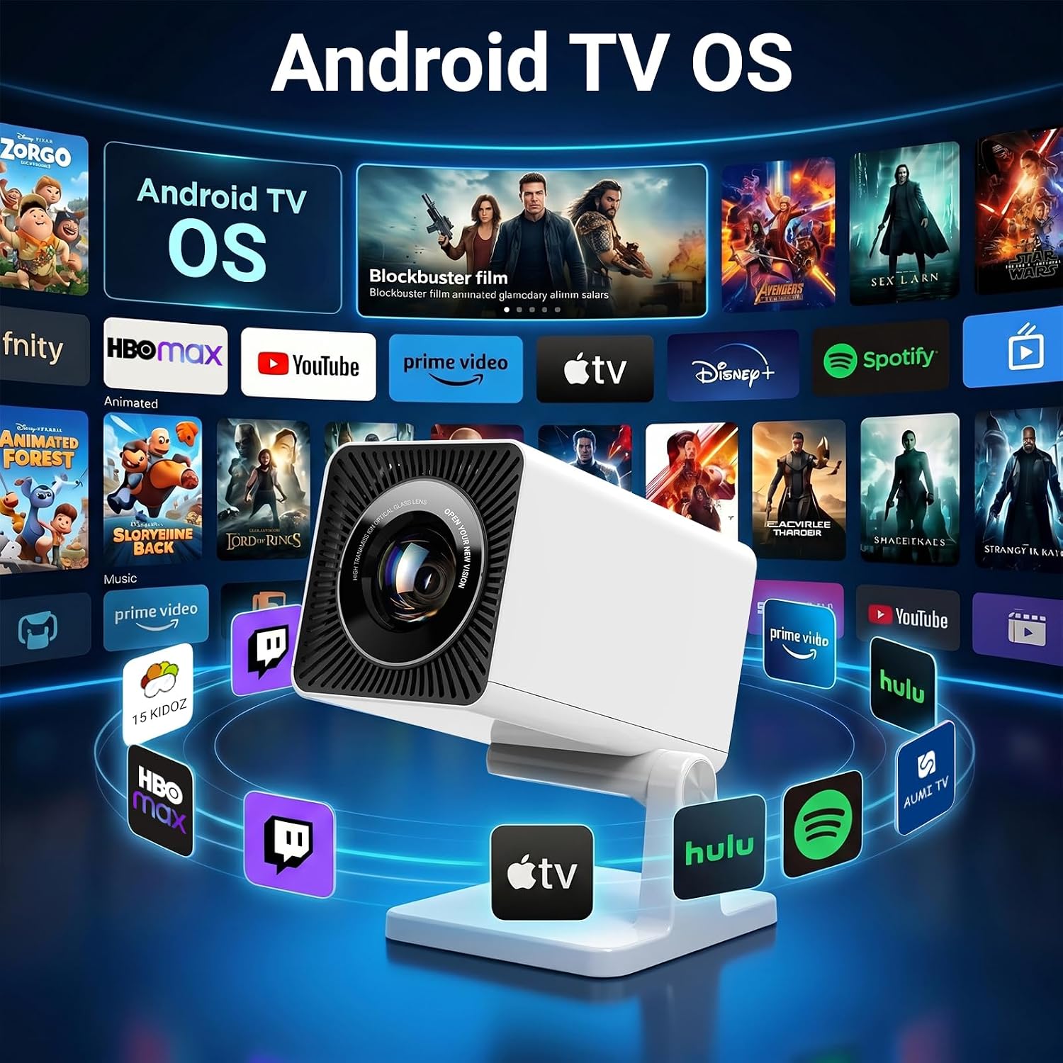 Detalle de Mini Projector for Bedroom Ceiling: Smart Portable Android Projector
