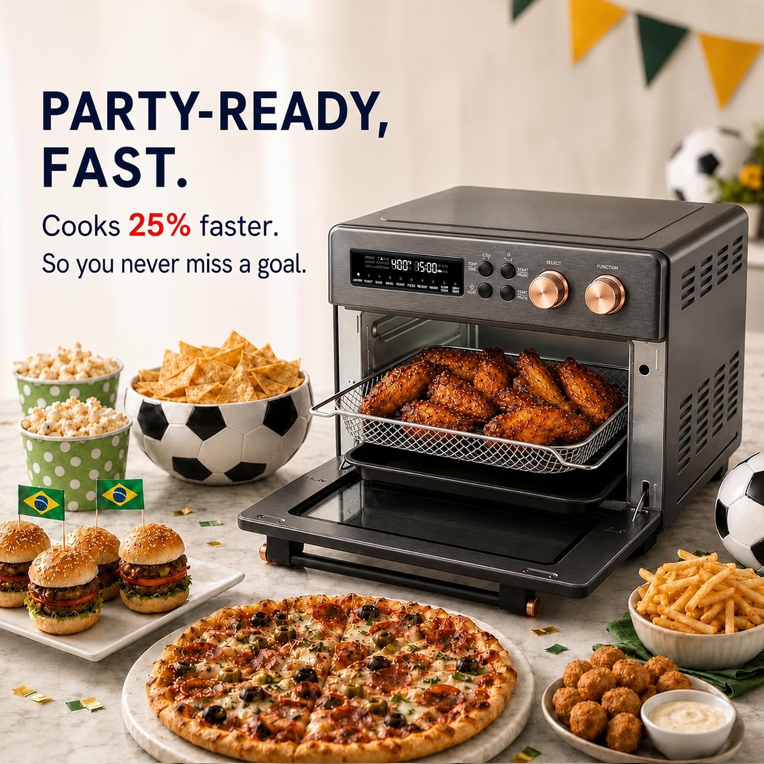 Detalle de VAL CUCINA Infrared Heating 26.3 QT Air Fryer Toaster Oven with 10-in-1 Functions